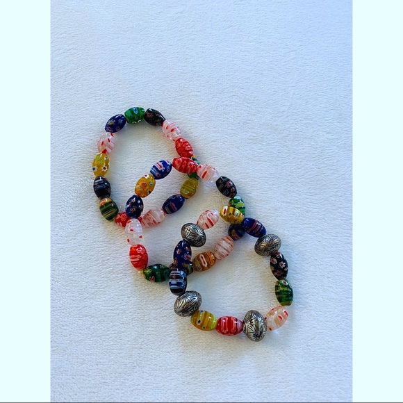 Stone Colorful Beaded Stretch Bracelets - Three - Picture 1 of 2